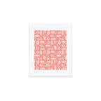 Mid Century Modern Piquet Multi Abstract Geometric Pattern in Pink and Blush Art Print Gallery Image 1