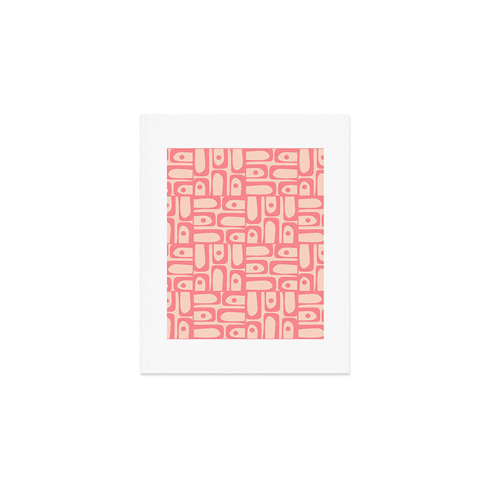 Mid Century Modern Piquet Multi Abstract Geometric Pattern in Pink and Blush Art Print Gallery Image 1