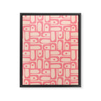 Mid Century Modern Piquet Multi Abstract Geometric Pattern in Pink and Blush Framed Canvas Print Gallery Image 8