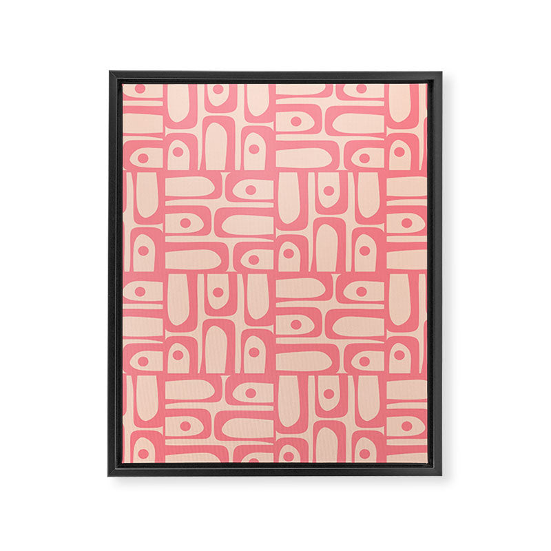 Mid Century Modern Piquet Multi Abstract Geometric Pattern in Pink and Blush Framed Canvas Print Gallery Image 8