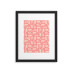 Mid Century Modern Piquet Multi Abstract Geometric Pattern in Pink and Blush Framed Art Print Gallery Image 6