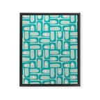 Mid Century Modern Piquet Multi Abstract Geometric Pattern in Teal Aqua Framed Canvas Print Gallery Image 8