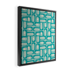 Mid Century Modern Piquet Multi Abstract Geometric Pattern in Teal Aqua Framed Canvas Print Gallery Image 2