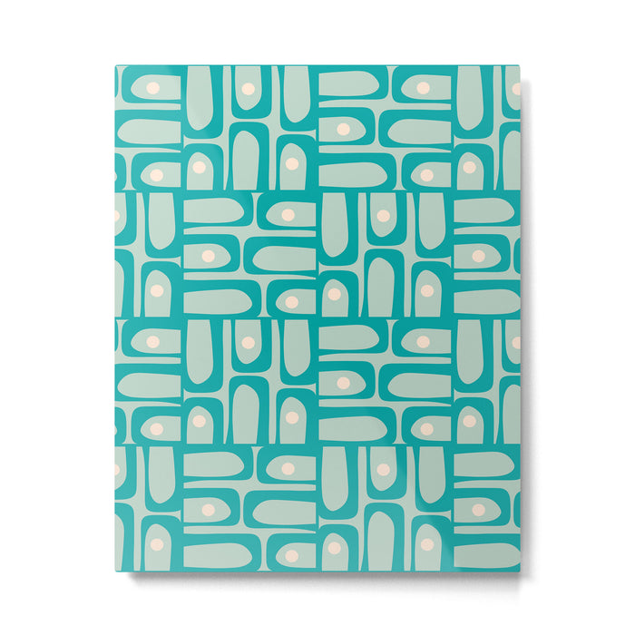 Mid Century Modern Piquet Multi Abstract Geometric Pattern in Teal Aqua Metal Print Gallery Image 1
