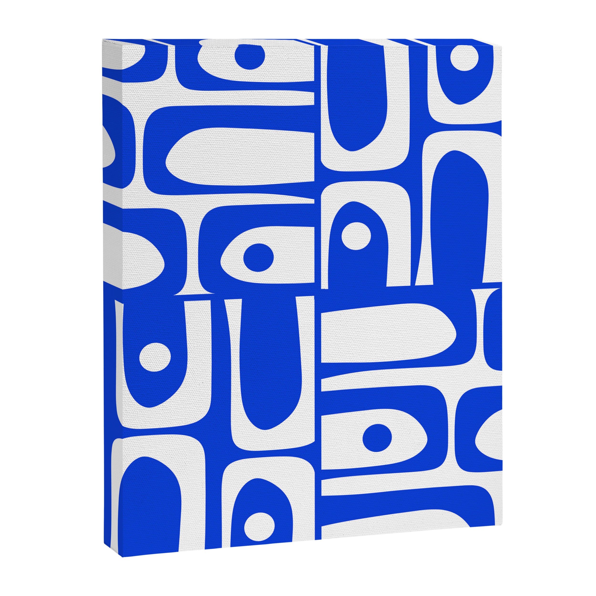 Mid Century Modern Piquet Multi Abstract Geometric Pattern Royal Blue and White Canvas Print Gallery Image 8