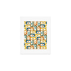 Mid Century Modern Piquet Multi Abstract Pattern in Moroccan Mustard Olive Blue Orange Cream Art Print Gallery Image 1