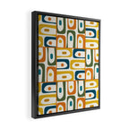 Mid Century Modern Piquet Multi Abstract Pattern in Moroccan Mustard Olive Blue Orange Cream Framed Canvas Print Gallery Image 2