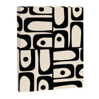 Mid Century Modern Piquet Multi Abstract Retro Geometric Pattern in Black and Cream Canvas Print Gallery Image 8