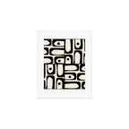 Mid Century Modern Piquet Multi Abstract Retro Geometric Pattern in Black and Cream Art Print Gallery Image 1