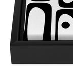 Mid Century Modern Piquet Multi Abstract Retro Geometric Pattern in Black and White Framed Canvas Print Gallery Image 3