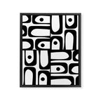 Mid Century Modern Piquet Multi Abstract Retro Geometric Pattern in Black and White Framed Canvas Print Gallery Image 8