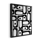 Mid Century Modern Piquet Multi Abstract Retro Geometric Pattern in Black and White Framed Canvas Print Gallery Image 2