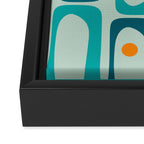 Mid Century Modern Piquet Multi Abstract Retro Pattern in Teal Aqua Orange Turquoise Blue Tones Framed Canvas Print Gallery Image 3