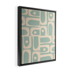 Mid Century Modern Piquet Multi Geometric Pattern in Light Celadon Blue and Cream Framed Canvas Print Gallery Image 2