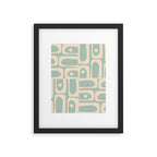 Mid Century Modern Piquet Multi Geometric Pattern in Light Celadon Blue and Cream Framed Art Print Gallery Image 6
