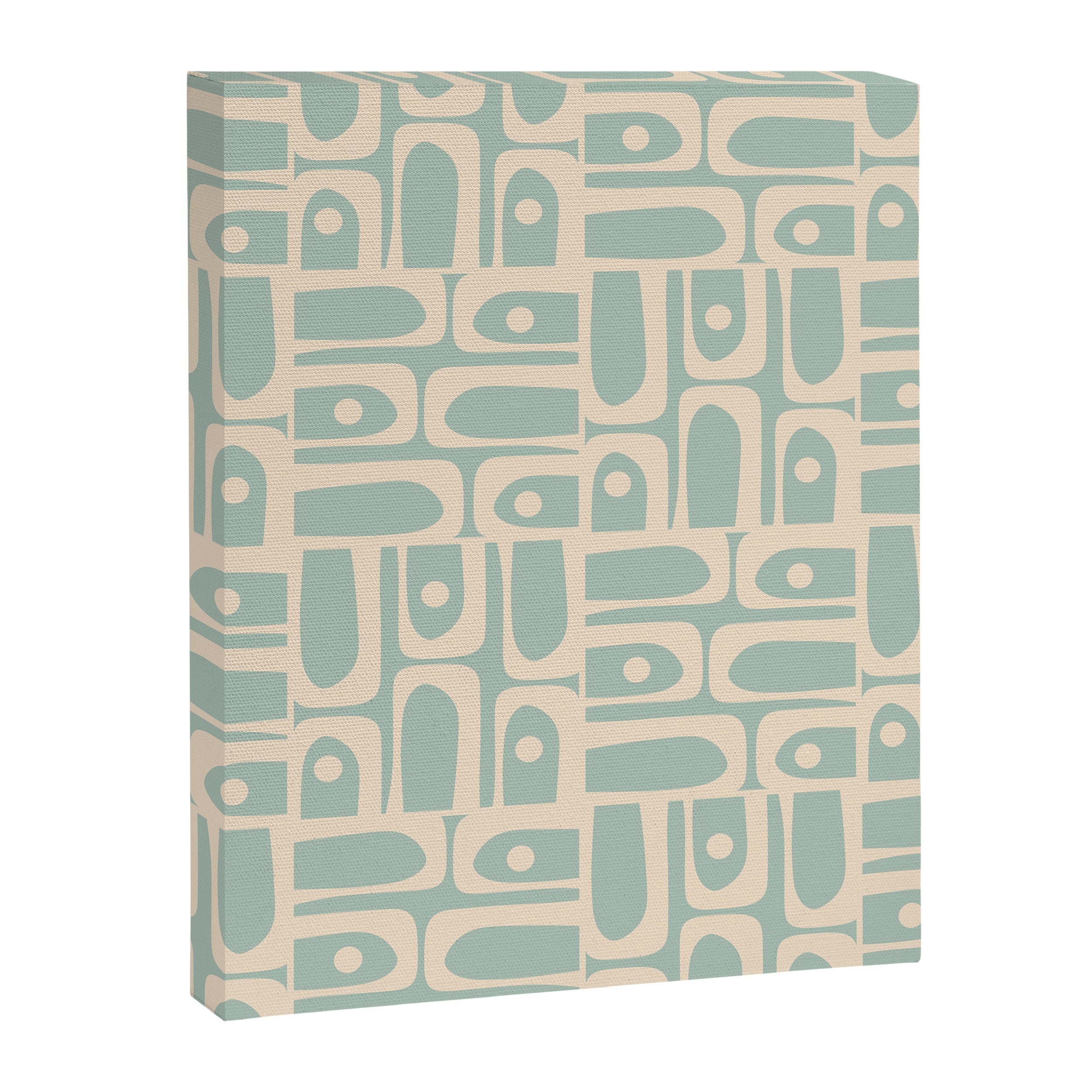 Mid Century Modern Piquet Multi Geometric Pattern in Light Celadon Teal Canvas Print Gallery Image 8