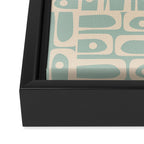 Mid Century Modern Piquet Multi Geometric Pattern in Light Celadon Teal Framed Canvas Print Gallery Image 3