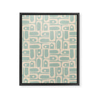 Mid Century Modern Piquet Multi Geometric Pattern in Light Celadon Teal Framed Canvas Print Gallery Image 8