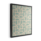 Mid Century Modern Piquet Multi Geometric Pattern in Light Celadon Teal Framed Canvas Print Gallery Image 2