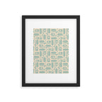 Mid Century Modern Piquet Multi Geometric Pattern in Light Celadon Teal Framed Art Print Gallery Image 6