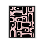 Mid Century Modern Piquet Multi Geometric Pattern in Light Pink and Black Framed Canvas Print Gallery Image 8