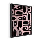 Mid Century Modern Piquet Multi Geometric Pattern in Light Pink and Black Framed Canvas Print Gallery Image 2