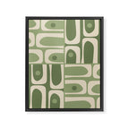 Mid Century Modern Piquet Multi Geometric Pattern in Mossy Sage Olive Green and Beige Framed Canvas Print Gallery Image 8