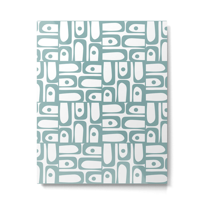 Mid Century Modern Piquet Multi Geometric Pattern in Vintage Blue Spruce and White Metal Print Gallery Image 1