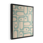 Mid Century Modern Piquet Multi Geometric Pattern Light Celadon Blue and Cream Framed Canvas Print Gallery Image 2