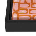 Mid Century Modern Piquet Multi Geometric Pattern Pink Orange Cream Framed Canvas Print Gallery Image 3