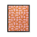 Mid Century Modern Piquet Multi Geometric Pattern Pink Orange Cream Framed Canvas Print Gallery Image 8