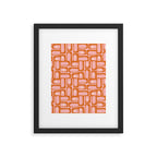 Mid Century Modern Piquet Multi Geometric Pattern Pink Orange Cream Framed Art Print Gallery Image 6