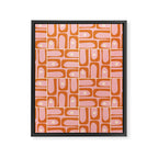 Mid Century Modern Piquet Multi Geometric Tiled Pattern Blush Pink Orange Cream Framed Canvas Print Gallery Image 8