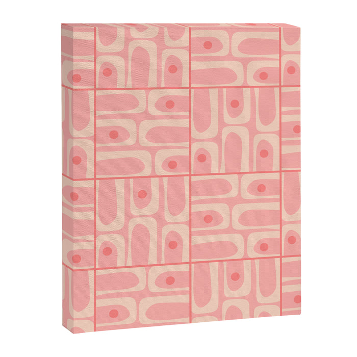 Mid Century Modern Piquet Multi Geometric Tiled Pattern in Blush Pink Canvas Print Gallery Image 1