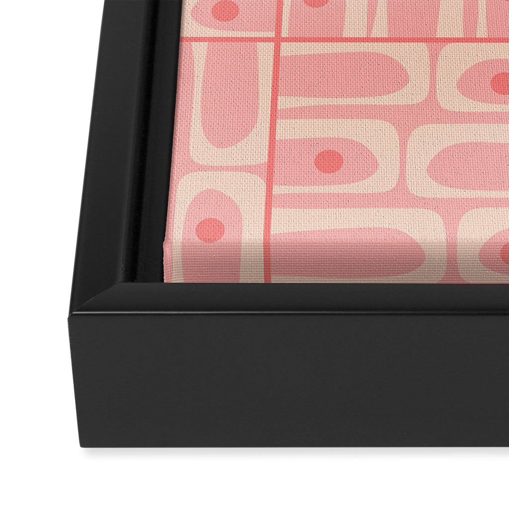 Mid Century Modern Piquet Multi Geometric Tiled Pattern in Blush Pink Framed Canvas Print Gallery Image 3