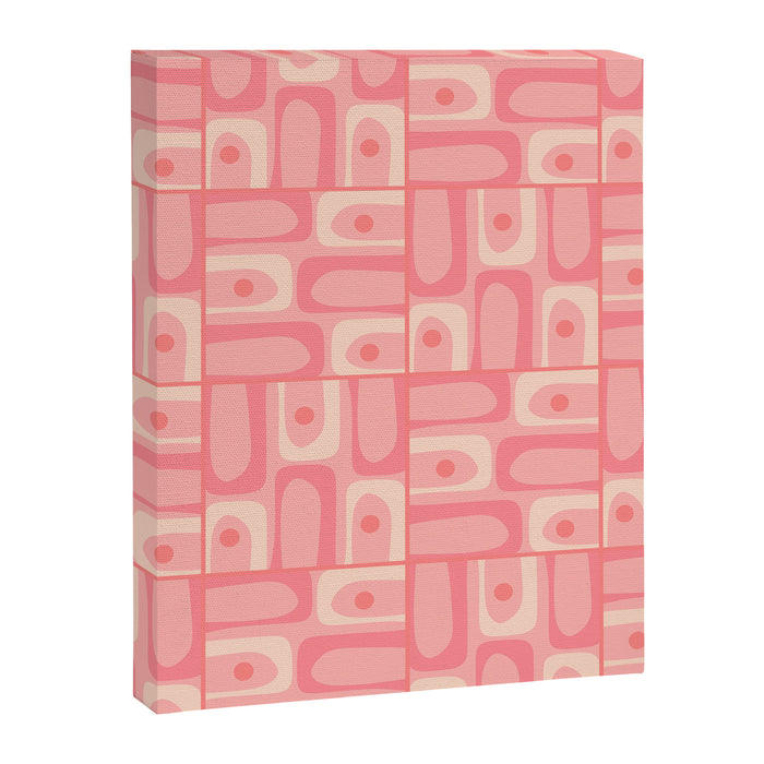 Mid Century Modern Piquet Multi Geometric Tiled Pattern in Pink Blush Tones Canvas Print Gallery Image 1