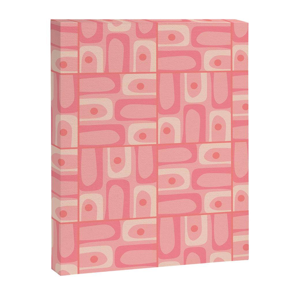 Mid Century Modern Piquet Multi Geometric Tiled Pattern in Pink Blush Tones Canvas Print Gallery Image 8