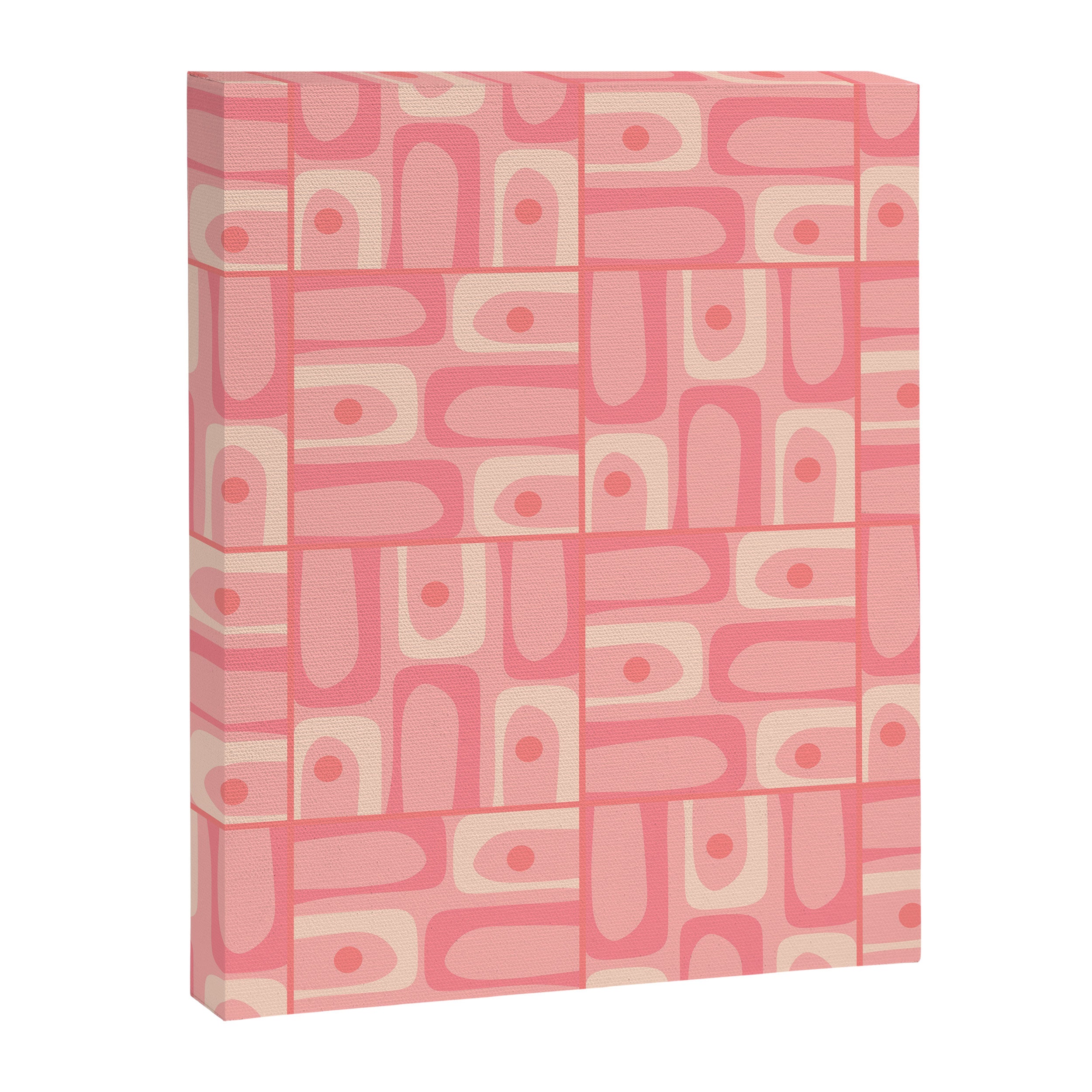 Mid Century Modern Piquet Multi Geometric Tiled Pattern in Pink Blush Tones Canvas Print Gallery Image 8