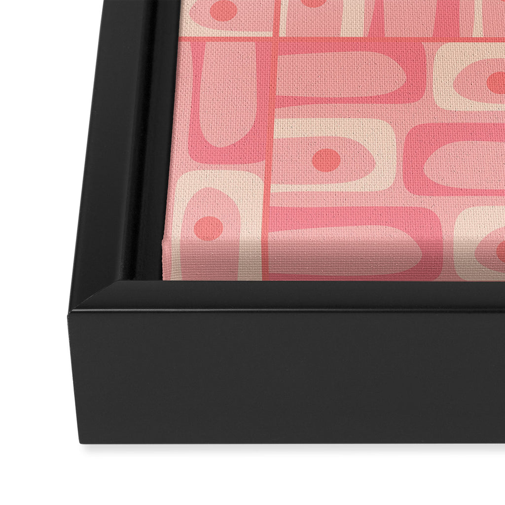 Mid Century Modern Piquet Multi Geometric Tiled Pattern in Pink Blush Tones Framed Canvas Print Gallery Image 3