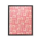 Mid Century Modern Piquet Multi Geometric Tiled Pattern in Pink Blush Tones Framed Canvas Print Gallery Image 8
