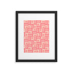 Mid Century Modern Piquet Multi Geometric Tiled Pattern in Pink Blush Tones Framed Art Print Gallery Image 6