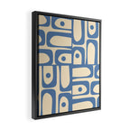 Mid Century Modern Piquet Multi Pattern in Blue and Cream Framed Canvas Print Gallery Image 2