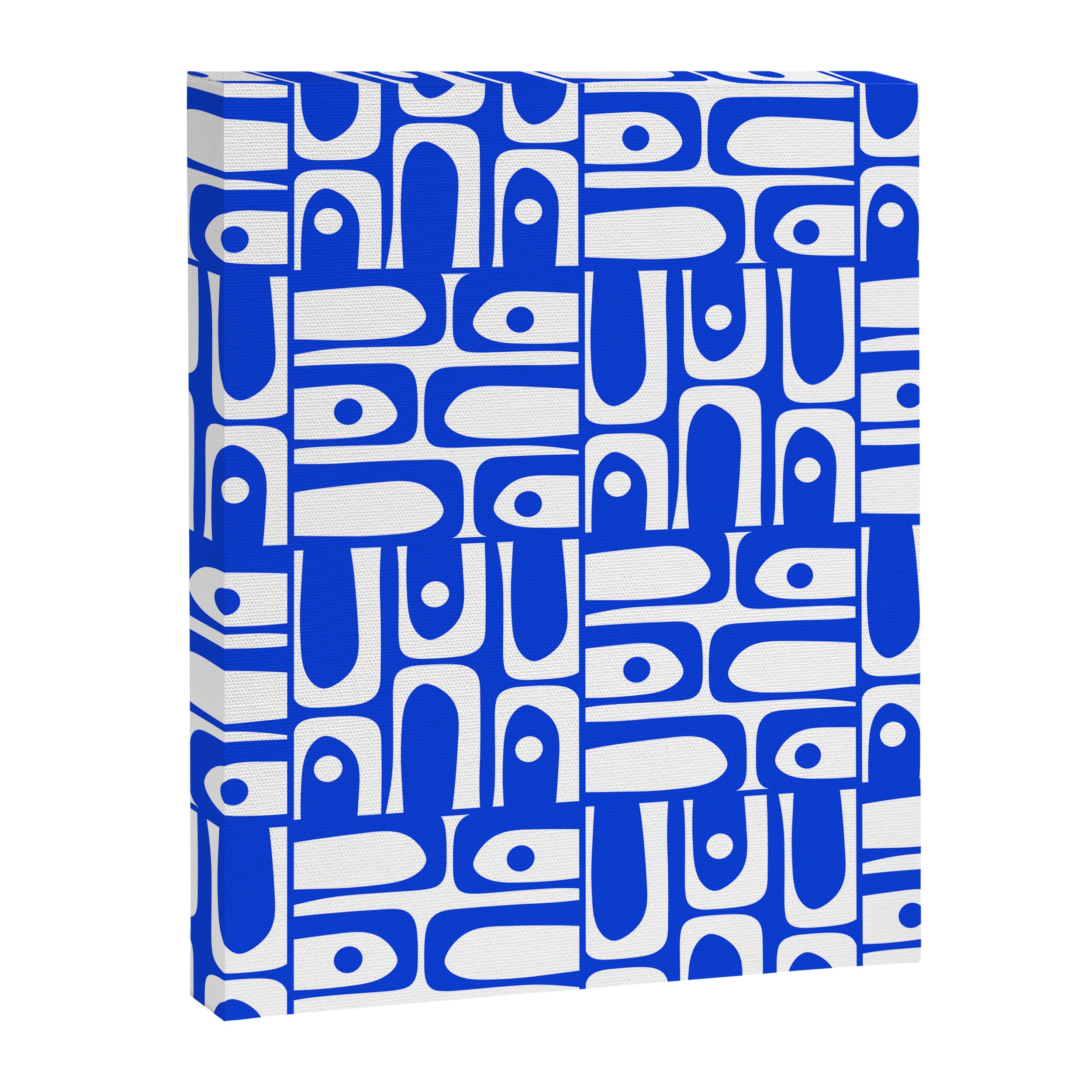 Mid Century Modern Piquet Multi Pattern in Royal Blue and White Canvas Print Gallery Image 8