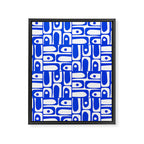 Mid Century Modern Piquet Multi Pattern in Royal Blue and White Framed Canvas Print Gallery Image 8