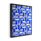Mid Century Modern Piquet Multi Pattern in Royal Blue and White Framed Canvas Print Gallery Image 2
