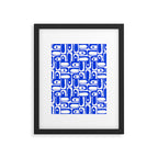Mid Century Modern Piquet Multi Pattern in Royal Blue and White Framed Art Print Gallery Image 6