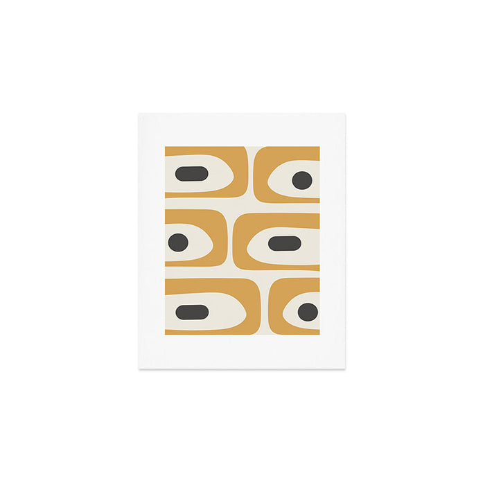 Mid Century Modern Piquet Pattern in Mustard Gold Charcoal Cream  Art Print Gallery Image 1