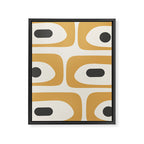 Mid Century Modern Piquet Pattern in Mustard Gold Charcoal Cream  Framed Canvas Print Gallery Image 8