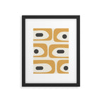 Mid Century Modern Piquet Pattern in Mustard Gold Charcoal Cream  Framed Art Print Gallery Image 6