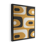 Mid Century Modern Piquet Pattern Mustard Gold Charcoal Gray Cream Framed Canvas Print Gallery Image 2